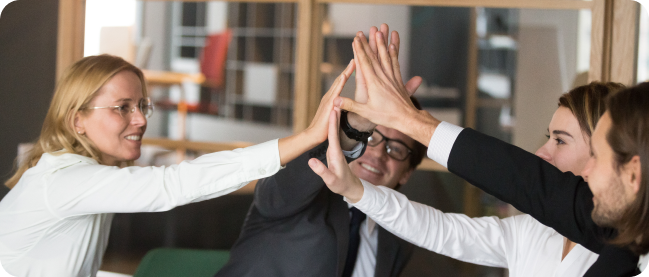 In the image, HR staff and employees are happy as a result of employee loyalty to the workplace with machine learning algorithms