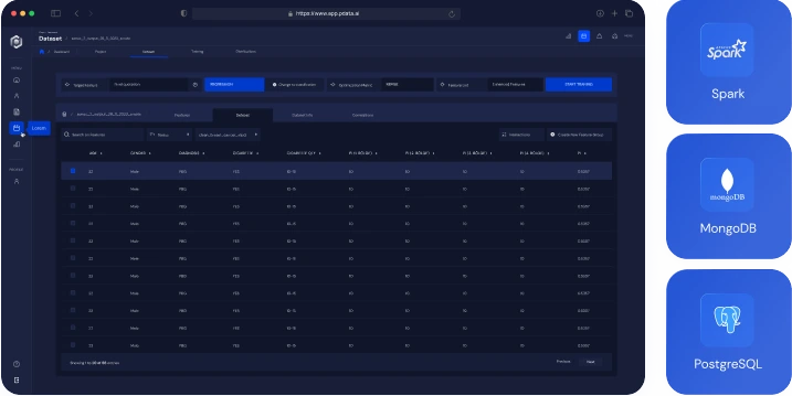 Görselde veri analiz sonuçları ve Spark, MongoDB, PostgreSQL logoları bulunmaktadır